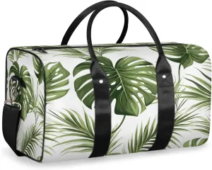 Tropical Plant Palm Leaves Travel Duffle Bag, Sports Gym Bags for Women Men, Carry On Weekender Overnight Workout Airplane Trips Bag