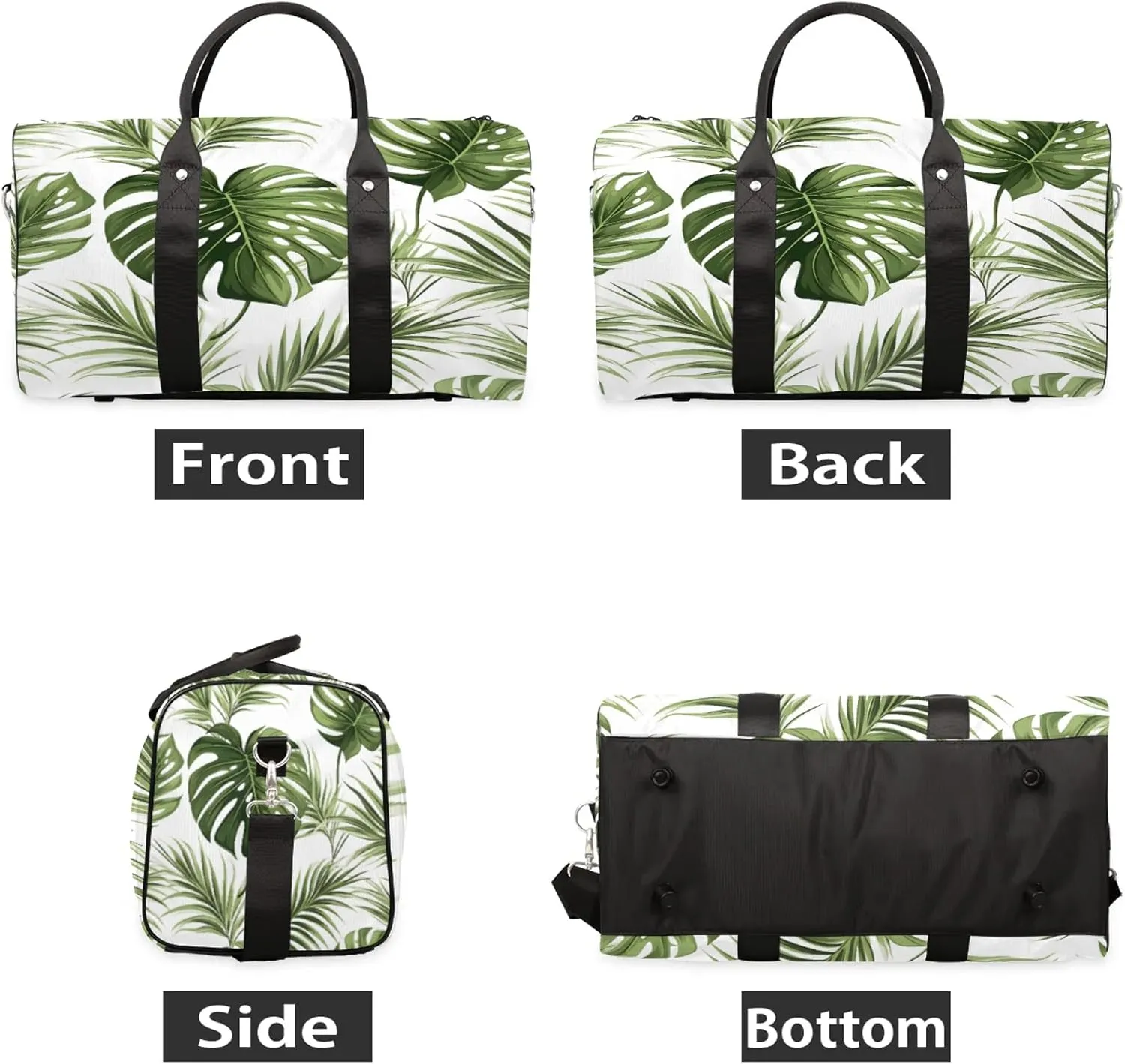 Tropical Plant Palm Leaves Travel Duffle Bag, Sports Gym Bags for Women Men, Carry On Weekender Overnight Workout Airplane Trips Bag