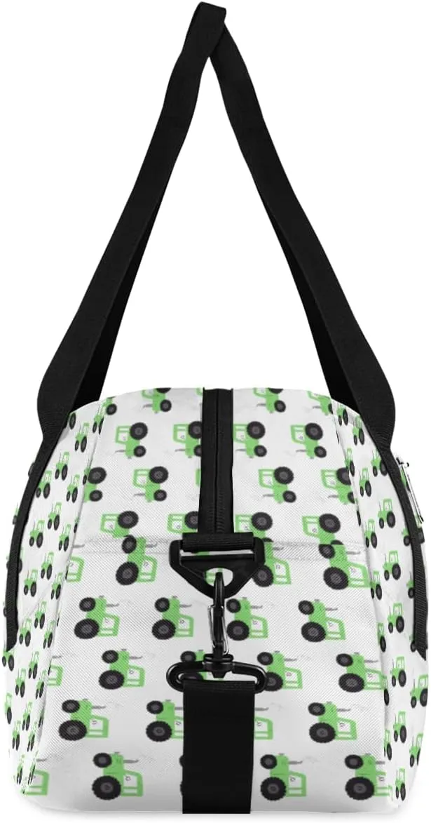 Truck Car Custom Name Kids Overnight Duffel Bags Boys Green Tractor Personalized Sport Gym Bag Customized Duffel Bag for Travel Weekender Practice Gymnastics
