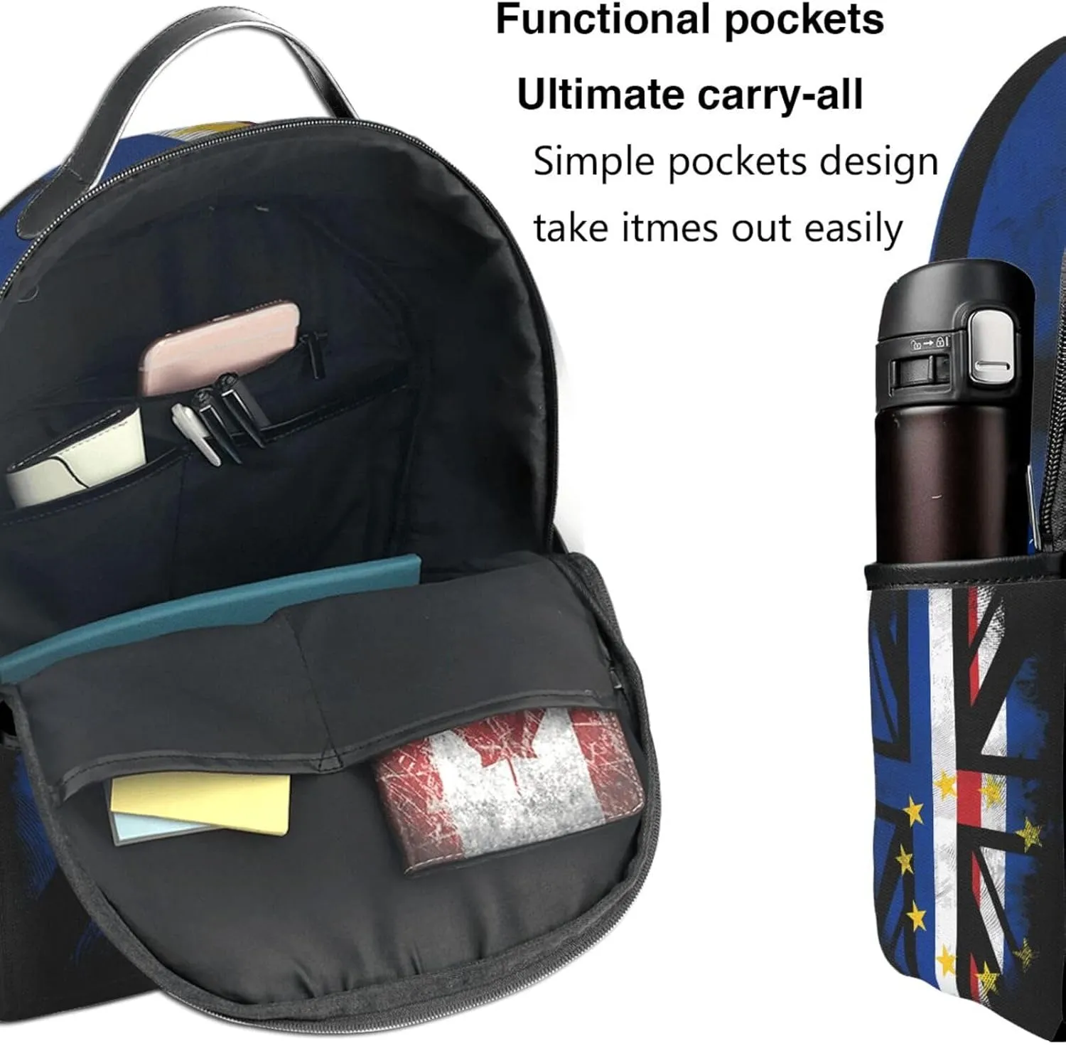 UK British Cape Verde Flag Casual Backpacks Laptop Backpack Carry-on Daypack Sports Travel Rucksack Lightweight Working Bag for Outdoor Hiking Cycling Walking