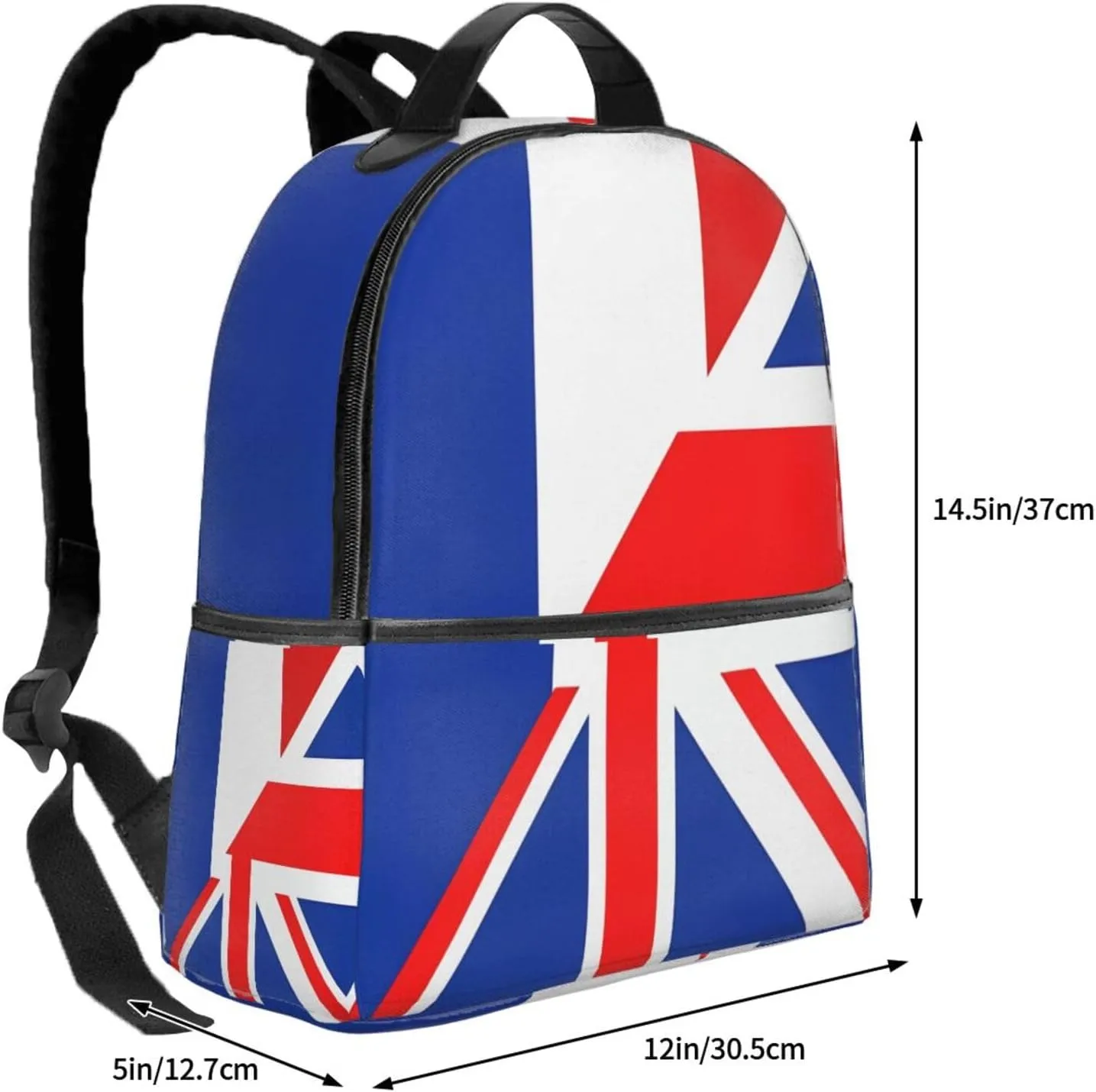 Uk France Flag Casual Backpacks Laptop Backpack Carry-on Daypack Sports Travel Rucksack Lightweight Working Bag for Outdoor Hiking Cycling Walking