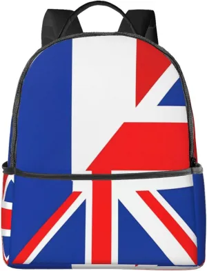 Uk France Flag Casual Backpacks Laptop Backpack Carry-on Daypack Sports Travel Rucksack Lightweight Working Bag for Outdoor Hiking Cycling Walking