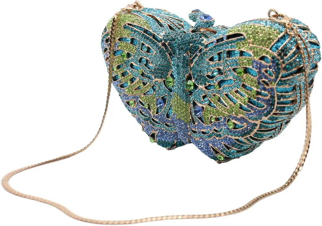 UMREN Women’s Elegant Butterfly Rhinestone Evening Bags Luxury Crystal Clutch Wedding Party Cocktail Handbag Purse