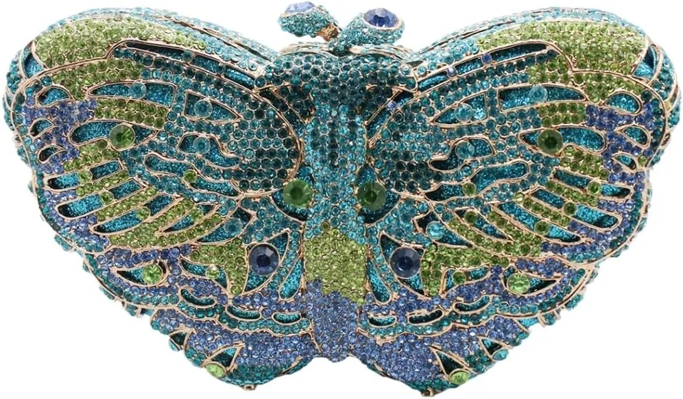 UMREN Women’s Elegant Butterfly Rhinestone Evening Bags Luxury Crystal Clutch Wedding Party Cocktail Handbag Purse