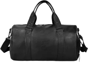 Unisex Travel Bag Waterproof Duffel Bag,Unisex Large Capacity Travel Duffle Faux Leather Gym Fitness Tote Shoulder Bag Black S