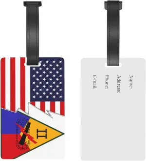 Us Army Ii Armored Corps Shoulder Sleeve Insignia and America Luggage Tags for Suitcases Travel Tags ID Labels for Women Men Travel Bag Luggage Accessories