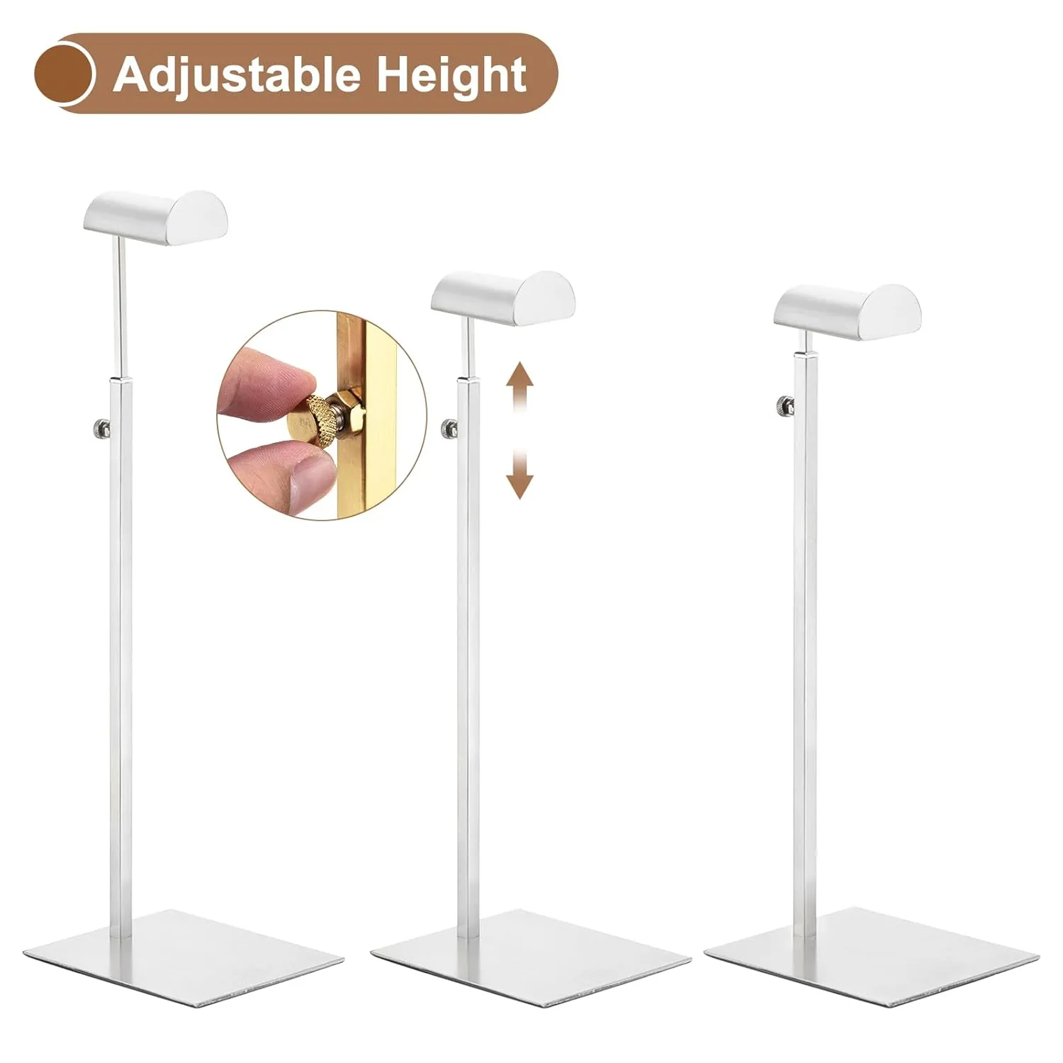 uxcell 2Pcs Stainless Steel Purse Display Stand, Height Adjustable, Single Hook Handbag Rack for Boutique Store (Silver)