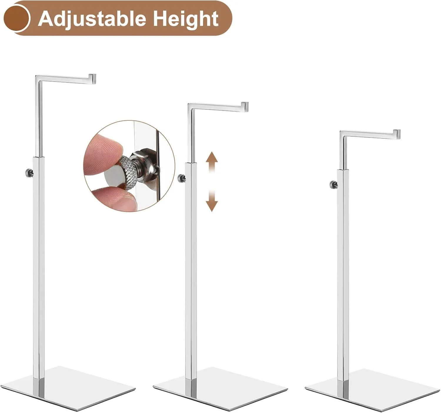 uxcell Purse Display Stand 2 Pack Adjustable Handbag Rack Stainless Steel Tabletop Single Hook Holder for Boutique Store - Silver