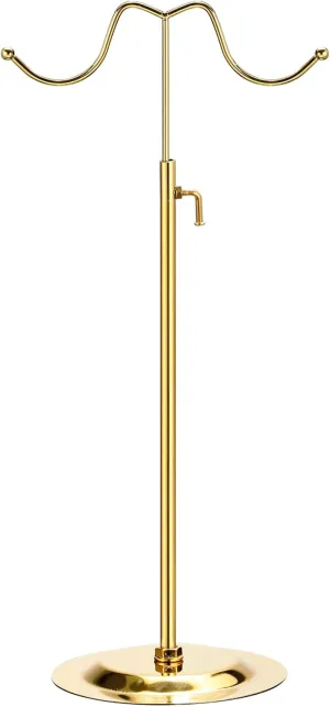 uxcell Purse Display Stand Set 1Pack Adjustable Tabletop Double Hook Handbag Rack Metal Holder for Retail Boutique Store - Gold