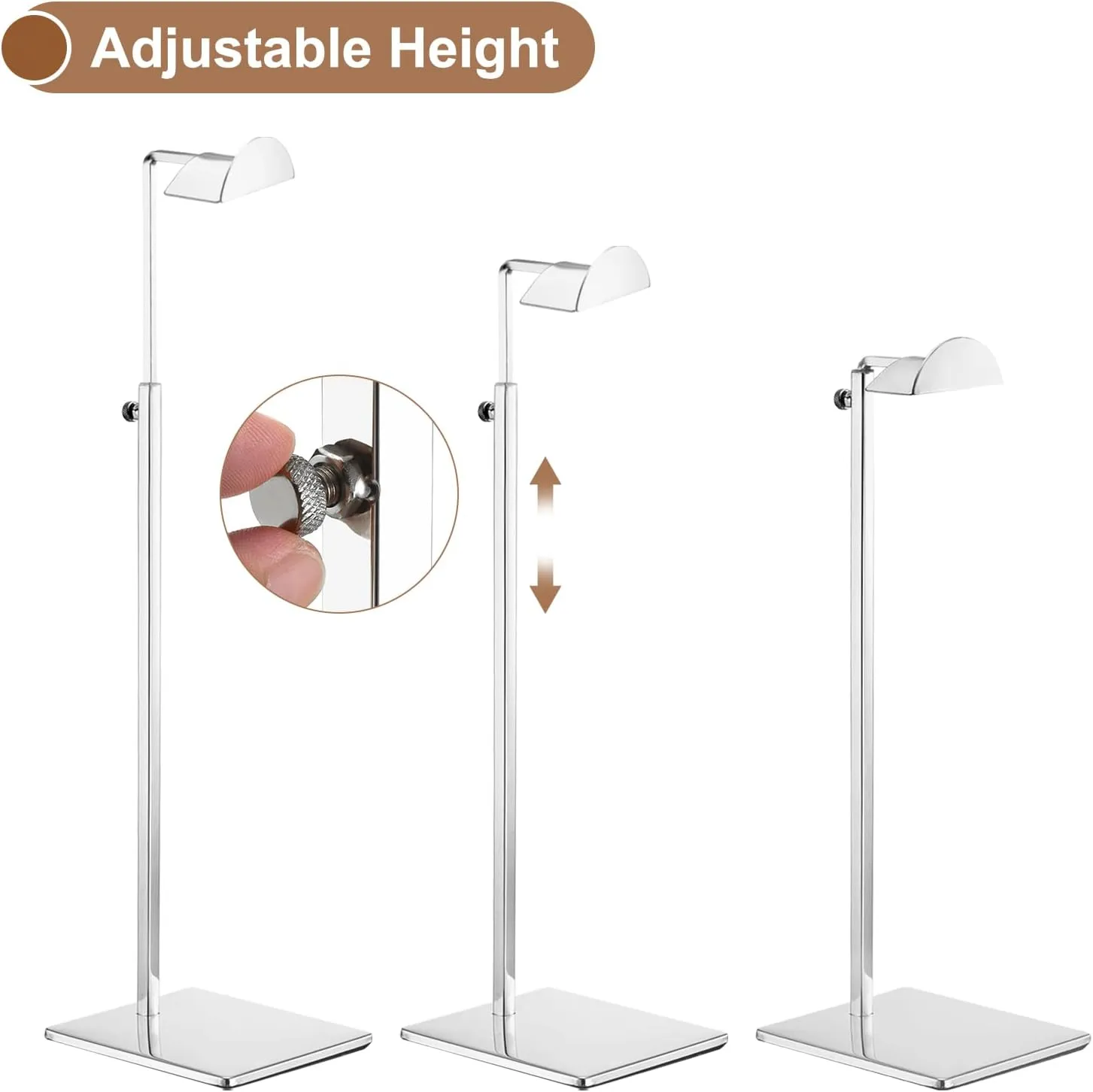 uxcell Purse Display Stand Set 1Pack Metal Adjustable Height Handbag Rack Single Hook Holder for Boutique Store - Silver