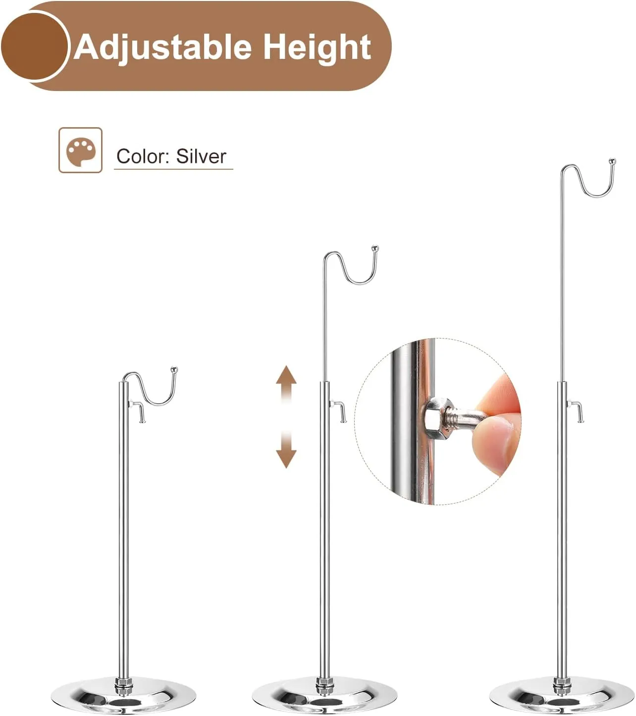 uxcell Purse Display Stand Set 2 Pack Adjustable Tabletop Single Hook Handbag Rack Metal Bag Holder for Retail Boutique Store - Silver