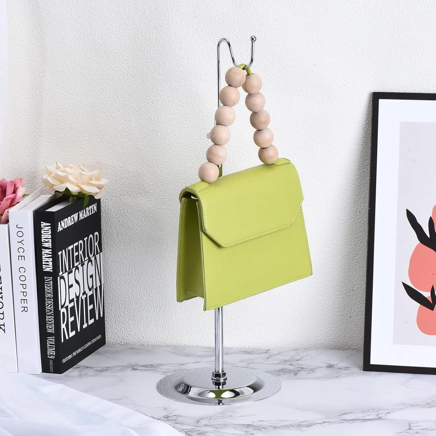 uxcell Purse Display Stand Set 2 Pack Adjustable Tabletop Single Hook Handbag Rack Metal Bag Holder for Retail Boutique Store - Silver