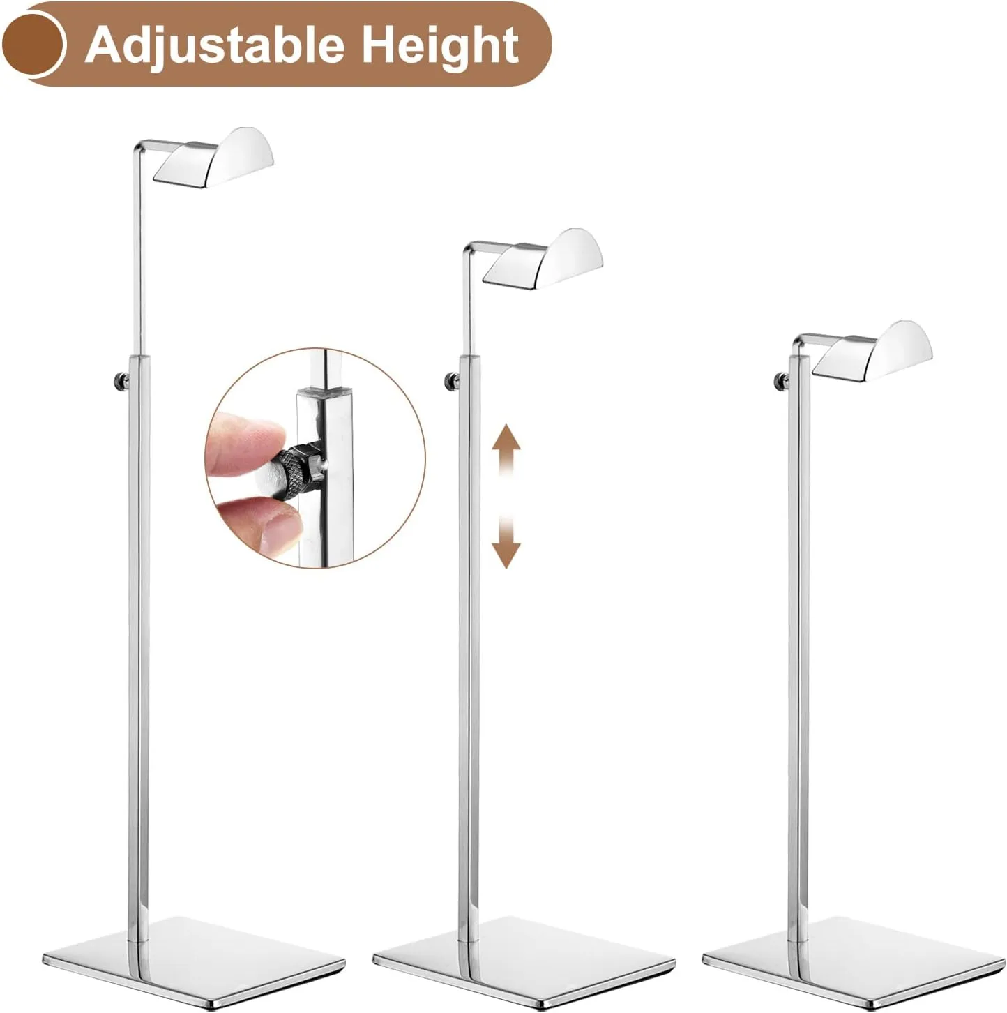uxcell Purse Display Stand Set 2 Pack Metal Adjustable Height Handbag Rack Single Hook Holder for Boutique Store - Silver