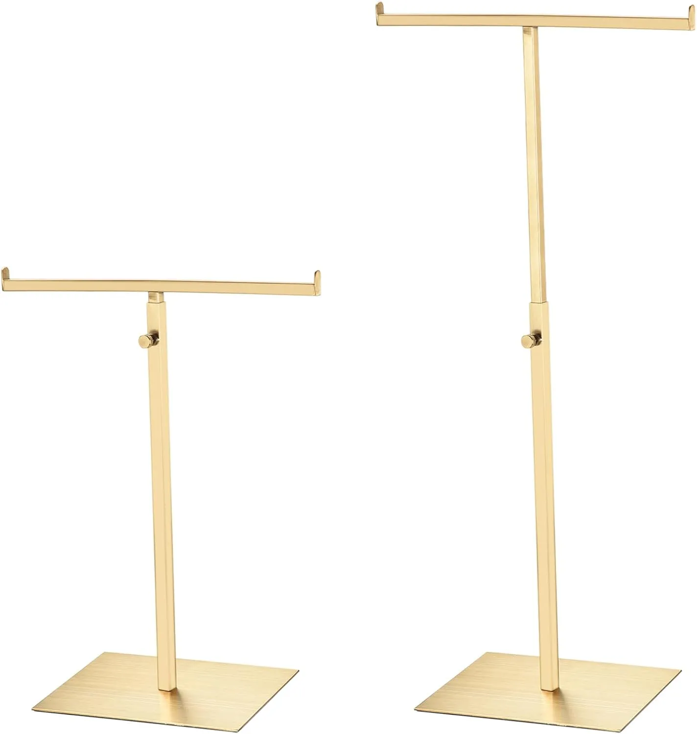 uxcell Purse Display Stand T Shaped Metal 2 Pack Adjustable Handbag Rack Double Hook Holder Necklace Organizer for Home Boutique Store - Gold