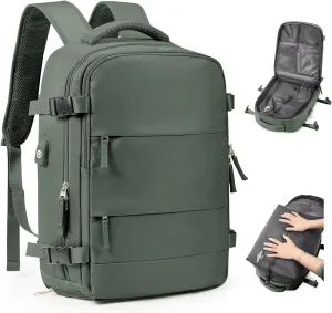 Vacuum Backpack Travel Laptop Backpacks For Women Men Carry On Backpack With Vacuum Compression Bags Seal Packing Personal Item Travel Bag Airback Backpacks Without Pump Olive Green