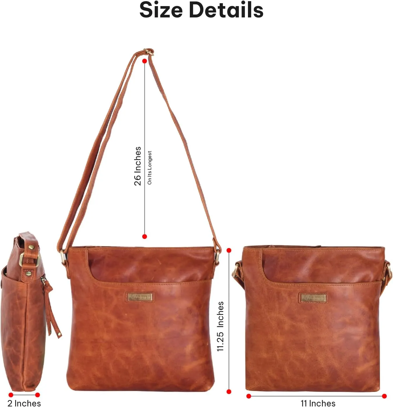 VALENCHI Leather Crossbody Bags for Women - Women's Crossbody Handbags - Trendy Leather Purse for Women - Ladies Sling Bag