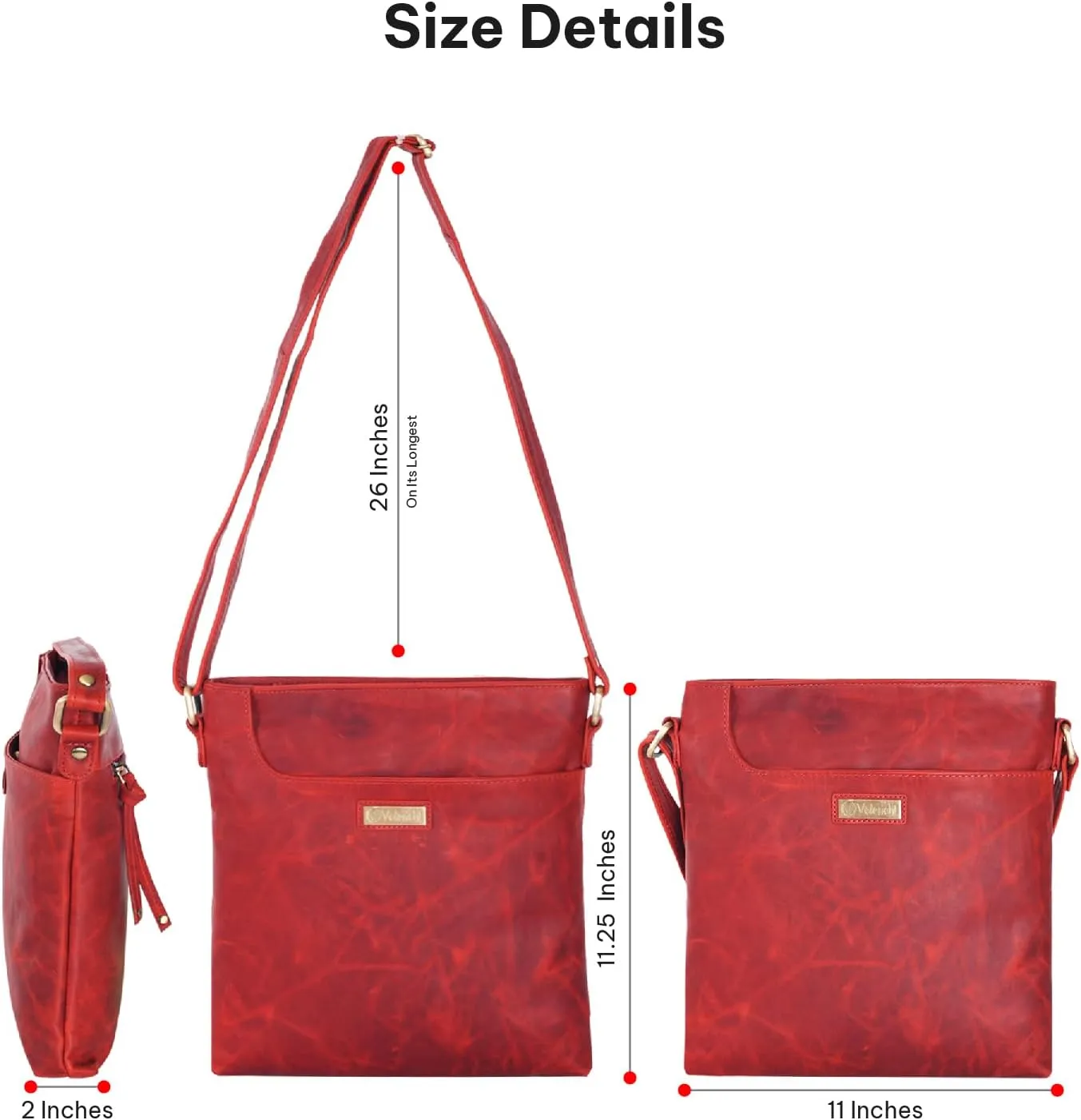 VALENCHI Leather Crossbody Bags for Women - Women's Crossbody Handbags - Trendy Leather Purse for Women - Ladies Sling Bag