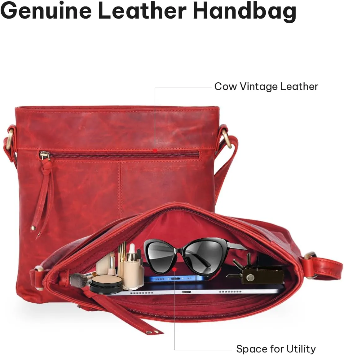 VALENCHI Leather Crossbody Bags for Women - Women's Crossbody Handbags - Trendy Leather Purse for Women - Ladies Sling Bag