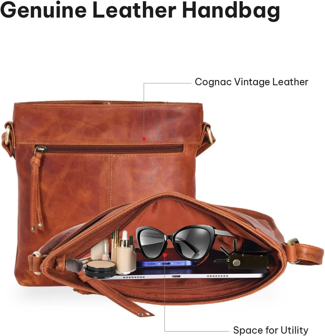 VALENCHI Leather Crossbody Bags for Women - Women's Crossbody Handbags - Trendy Leather Purse for Women - Ladies Sling Bag