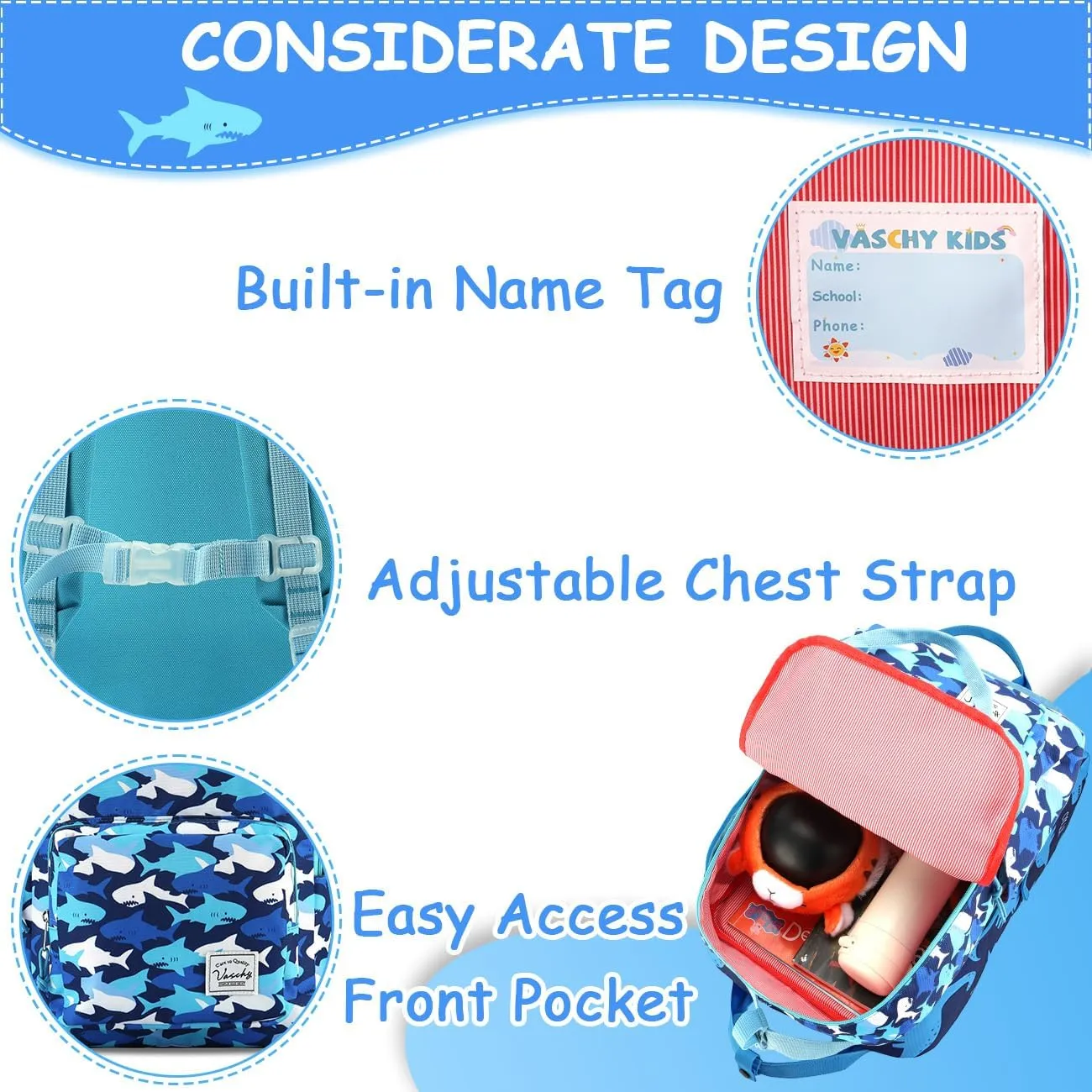 VASCHY Dinosaur Backpacks Kids, Lightweight Toddler Kids Preschool Backpack for Children