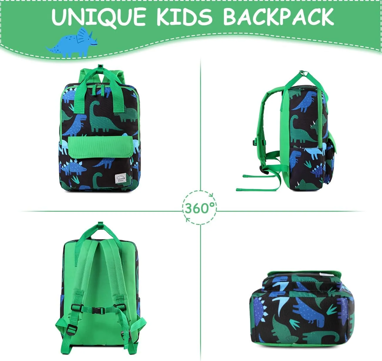 VASCHY Dinosaur Backpacks Kids, Lightweight Toddler Kids Preschool Backpack for Children