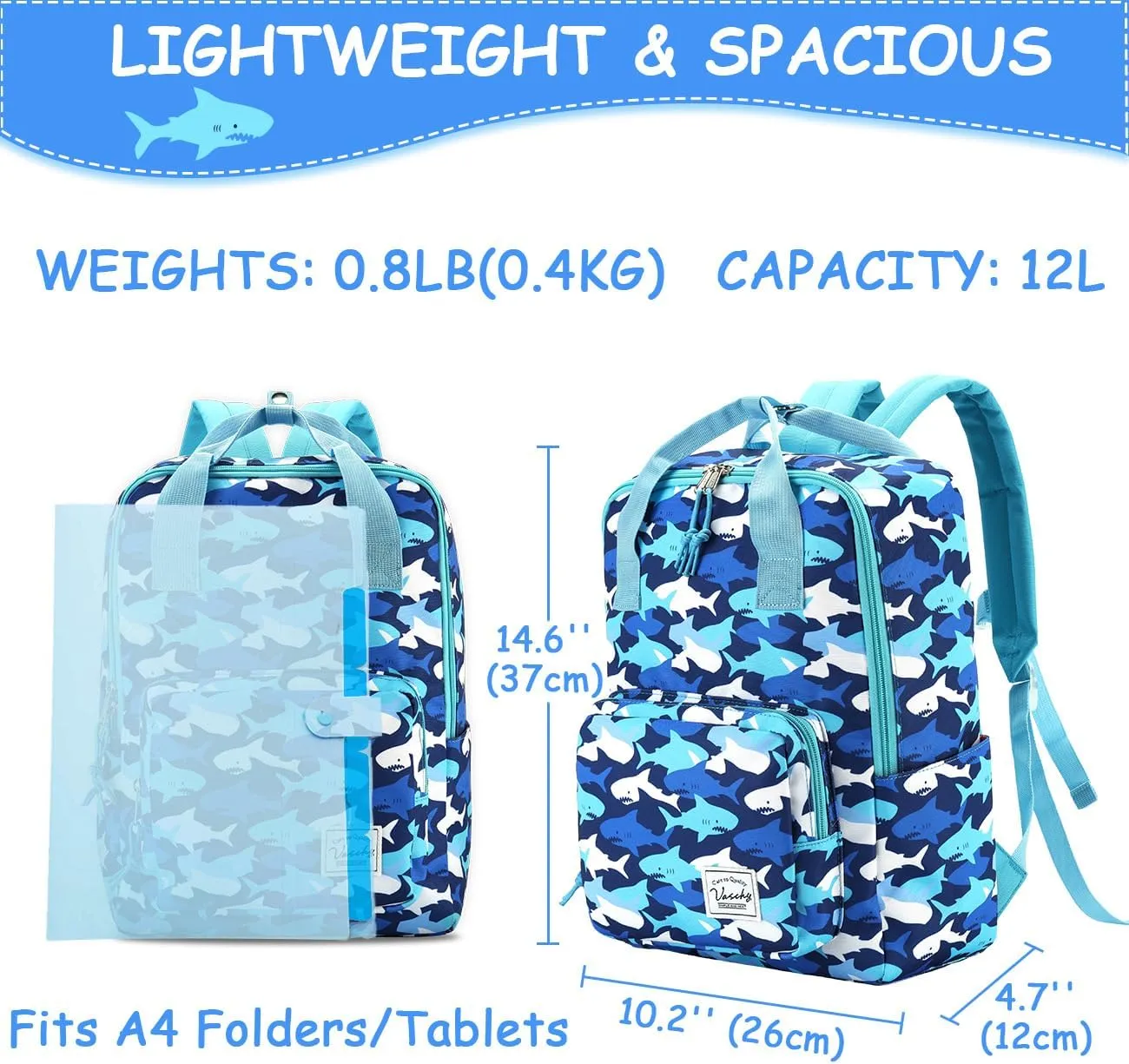 VASCHY Dinosaur Backpacks Kids, Lightweight Toddler Kids Preschool Backpack for Children