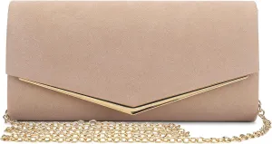 Velvet Clutch Bag for Women Black Formal Evening Bag Wedding Purse Red Suede Prom Cocktail Party Handbag with Chain