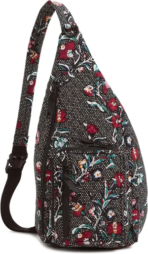 Vera Bradley Women's Cotton Sling Backpack, Perennials Noir Dot, One Size