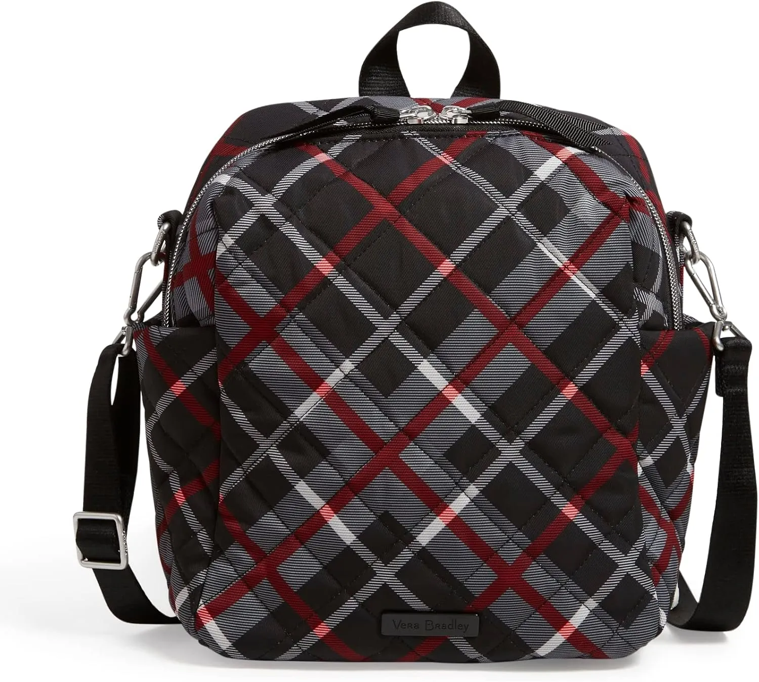 Vera Bradley Women's Performance Twill Convertible Small Backpack, Paris Plaid, One Size