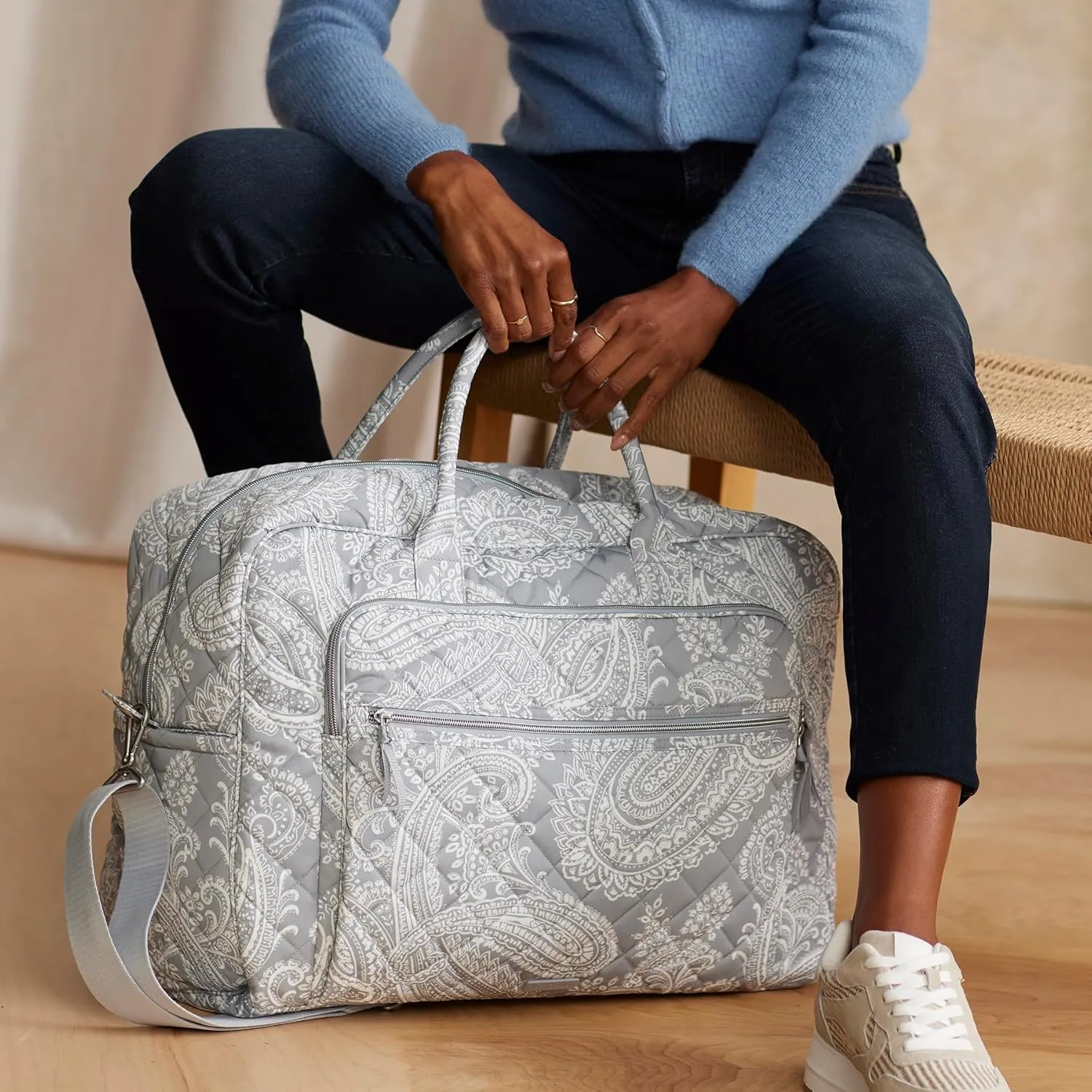 Vera Bradley Women's, Performance Twill Grand Weekender Travel Bag, Cloud Gray Paisley, One Size