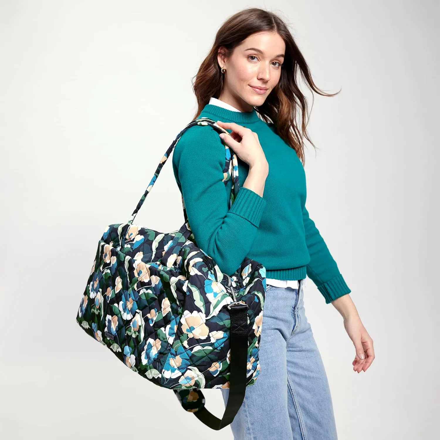 Vera Bradley Women's Performance Twill Large Travel Duffle Bag, Immersed Blooms, One Size