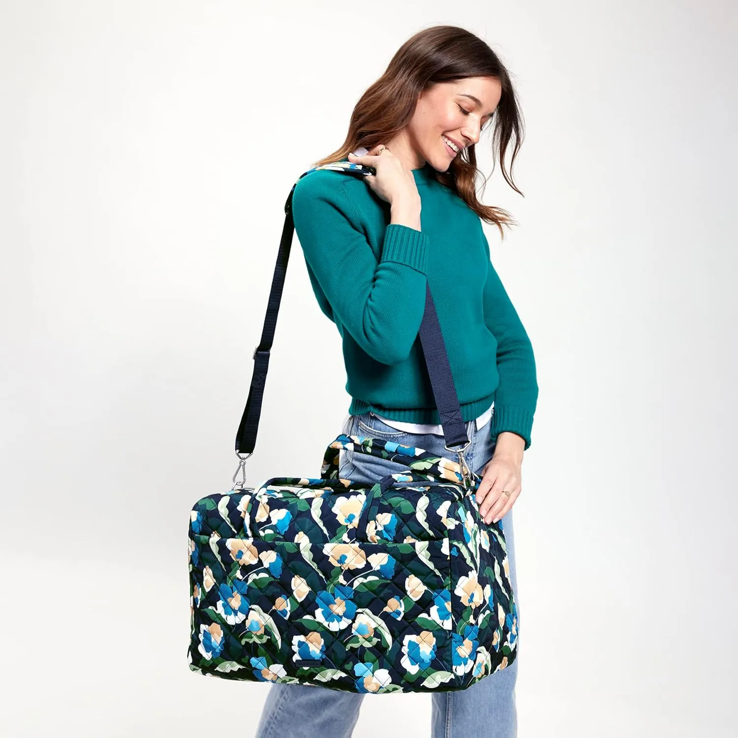 Vera Bradley Women's Performance Twill Large Travel Duffle Bag, Immersed Blooms, One Size