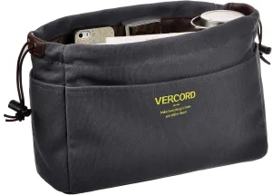 Vercord Canvas Handbag Organizers, Sturdy Purse Insert Organizer Bag in Bag, 10 Pockets Grey Small