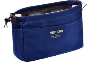 Vercord Canvas Handbag Organizers, Sturdy Purse Insert Organizer Bag in Bag, 10 Pockets Navy Blue Large