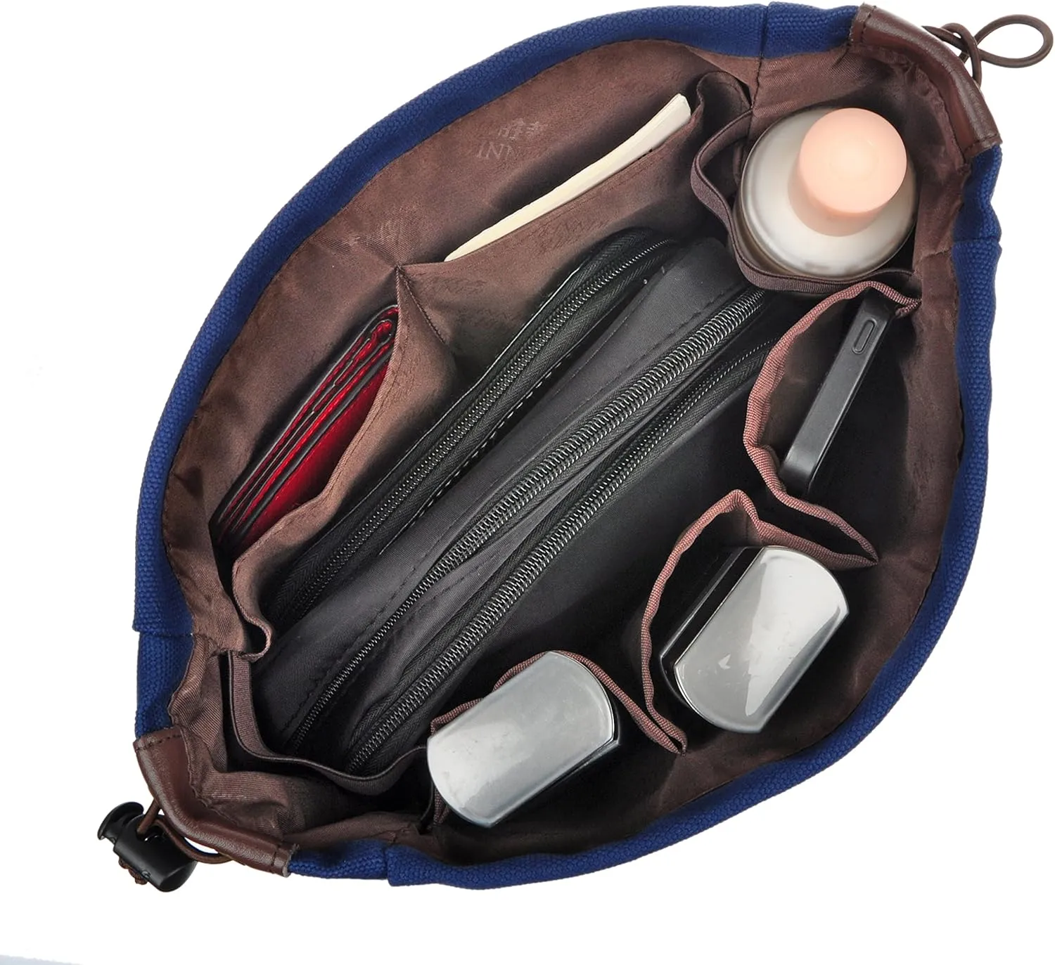 Vercord Canvas Handbag Organizers, Sturdy Purse Insert Organizer Bag in Bag, 10 Pockets Navy Blue Large
