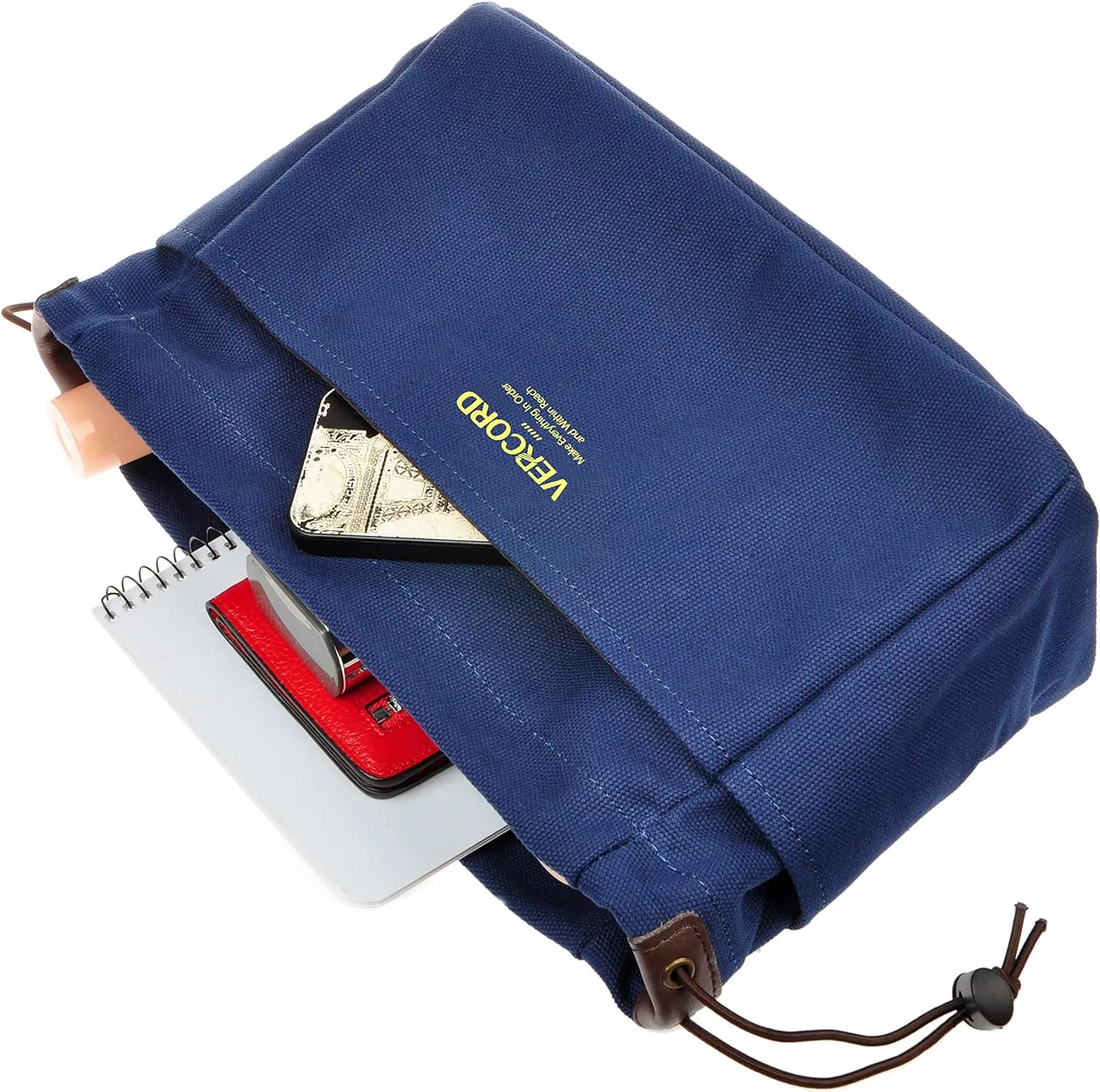 Vercord Canvas Handbag Organizers, Sturdy Purse Insert Organizer Bag in Bag, 10 Pockets Navy Blue Large