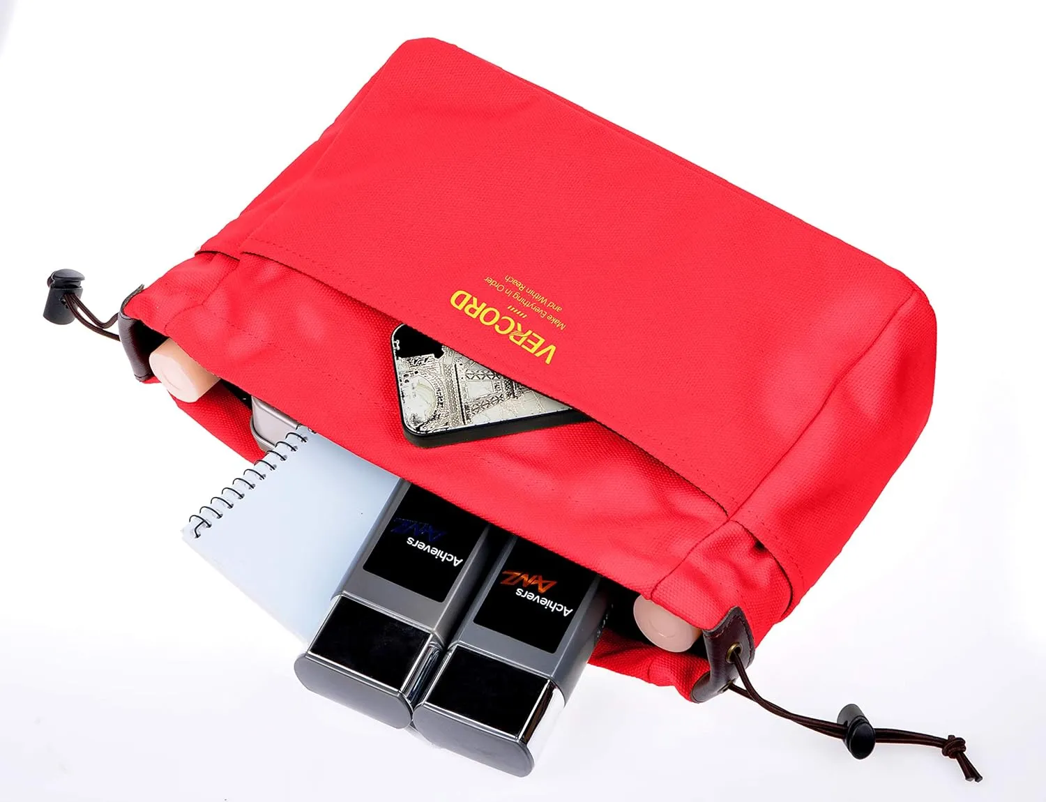 Vercord Canvas Handbag Organizers, Sturdy Purse Insert Organizer Bag in Bag, 10 Pockets Red Small