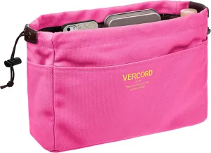 Vercord Canvas Handbag Organizers, Sturdy Purse Insert Organizer Bag in Bag, 10 Pockets Rose Large