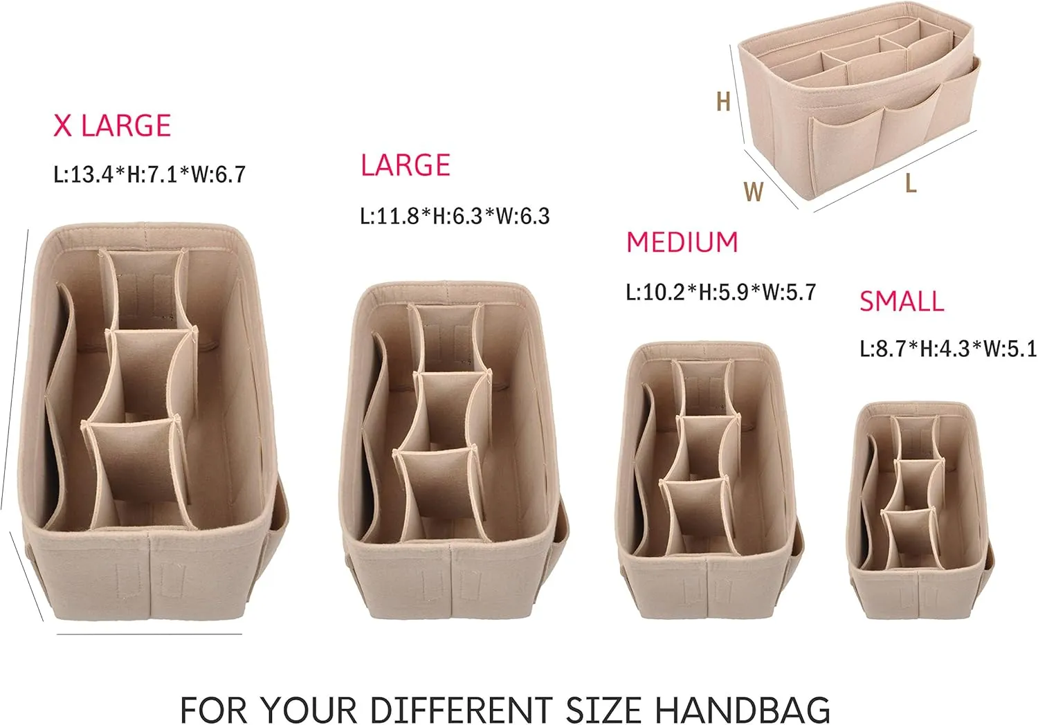 Vercord Felt Purse Organizer Handbag Insert Liner Shaper Bag in Bags for Speedy Neverfull Tote Beige Medium