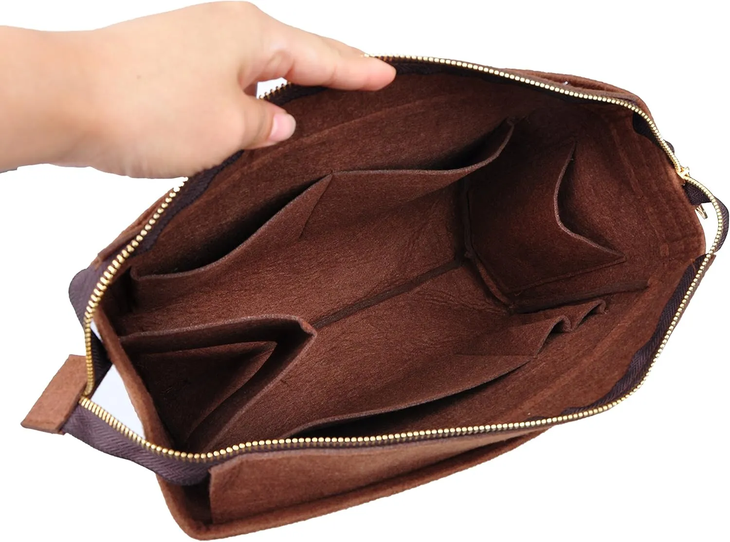 Vercord Felt Zipper Handbag Tote Purse Duffel Backpack Organizer Insert Coffee Small
