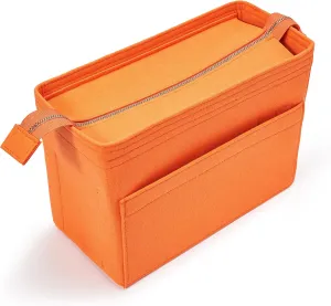 Vercord Felt Zipper Handbag Tote Purse Duffel Backpack Organizer Insert Orange Large