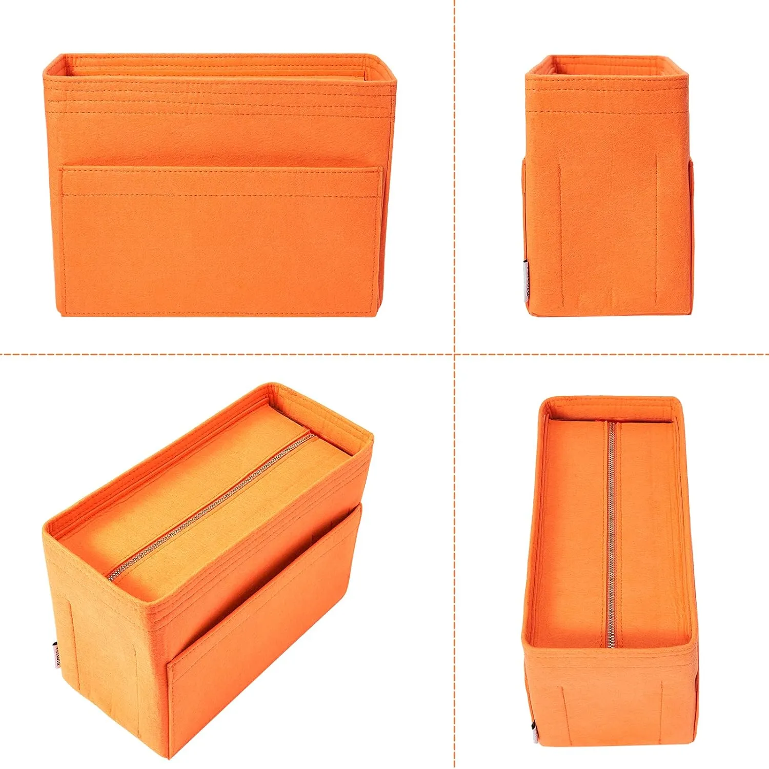 Vercord Felt Zipper Handbag Tote Purse Duffel Backpack Organizer Insert Orange Large