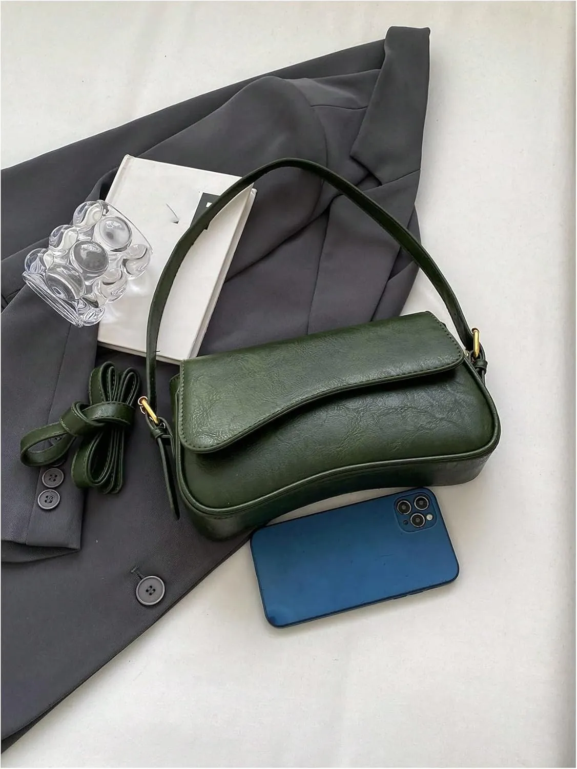 Verdusa Women's Leather Shoulder Bag Clutch Purses Trendy Hobo Crossbody Handbags Y2K Saddle Flap Underarm Purse