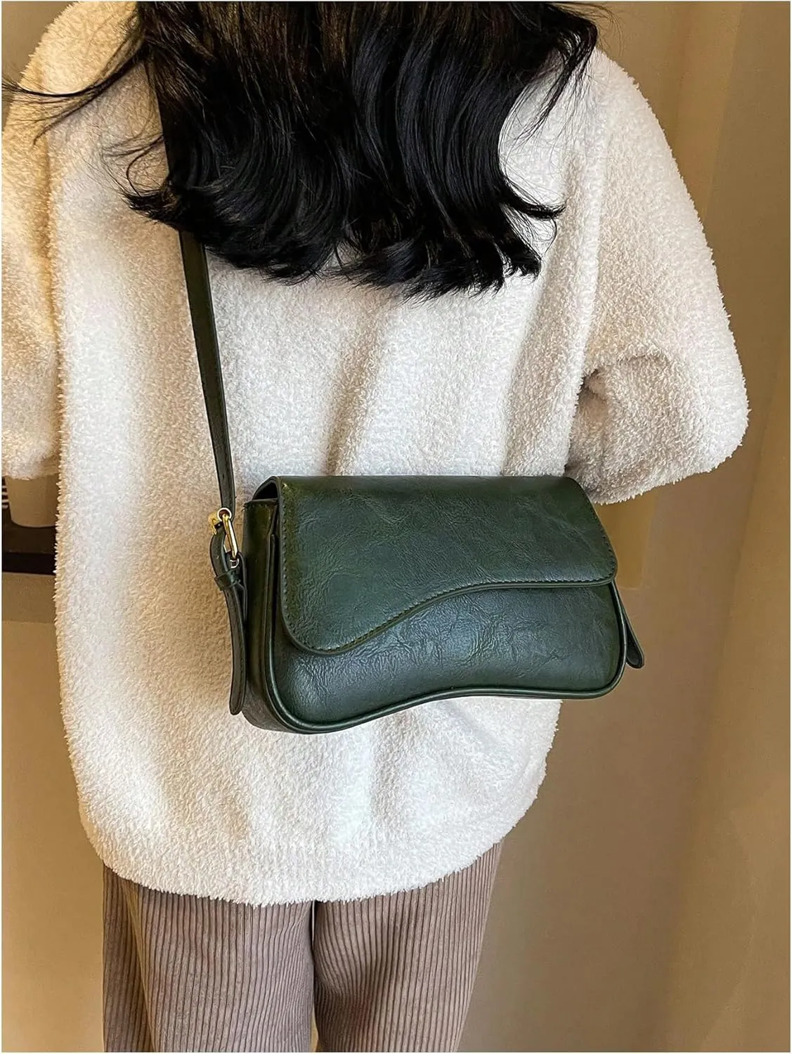 Verdusa Women's Leather Shoulder Bag Clutch Purses Trendy Hobo Crossbody Handbags Y2K Saddle Flap Underarm Purse