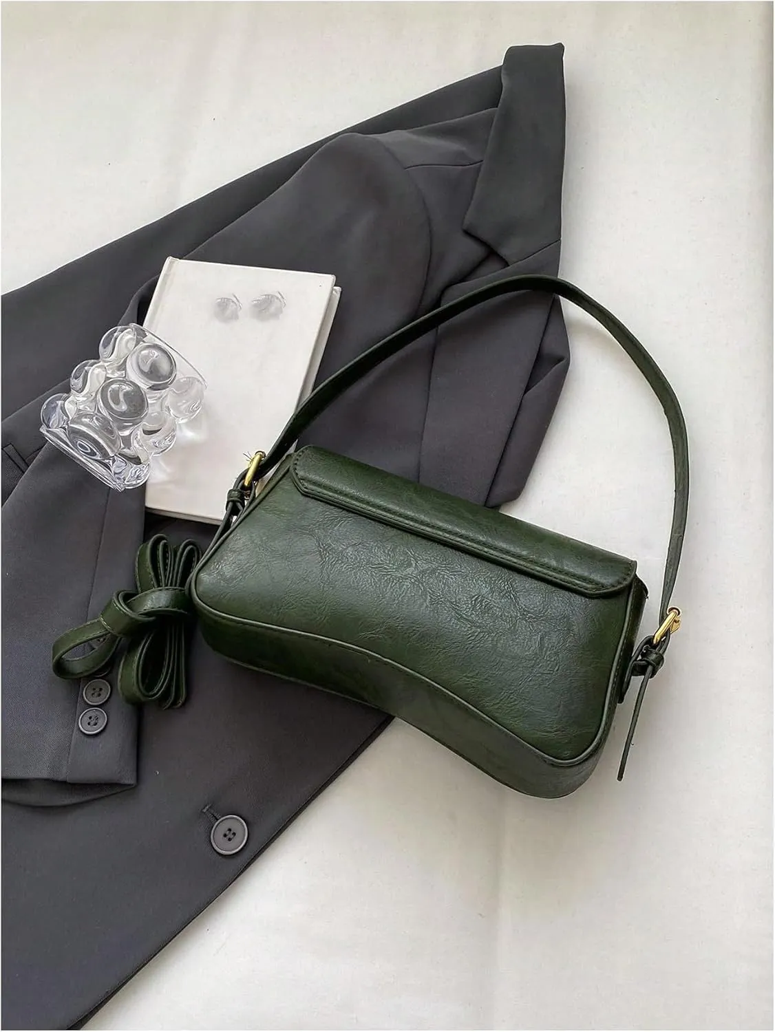 Verdusa Women's Leather Shoulder Bag Clutch Purses Trendy Hobo Crossbody Handbags Y2K Saddle Flap Underarm Purse