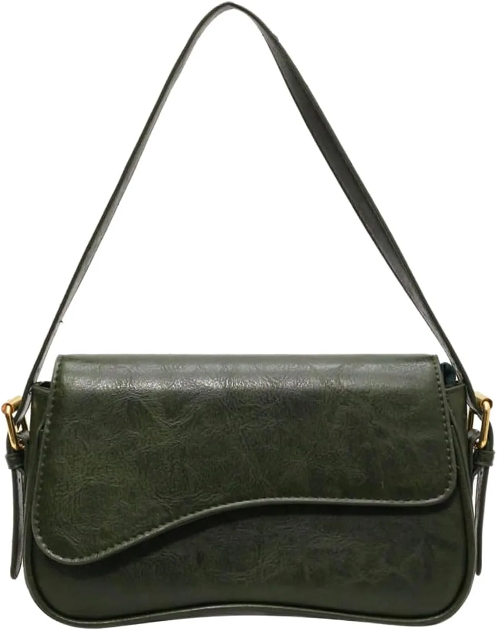Verdusa Women's Leather Shoulder Bag Clutch Purses Trendy Hobo Crossbody Handbags Y2K Saddle Flap Underarm Purse