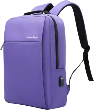 Victoriatourist Laptop Backpack for Women, Computer Backpack College Bookbag with USB Charging Port, Water Resistant Daypack Cute Book Bag for Ladies Fit 15.6 Inch Notebook(Purple)
