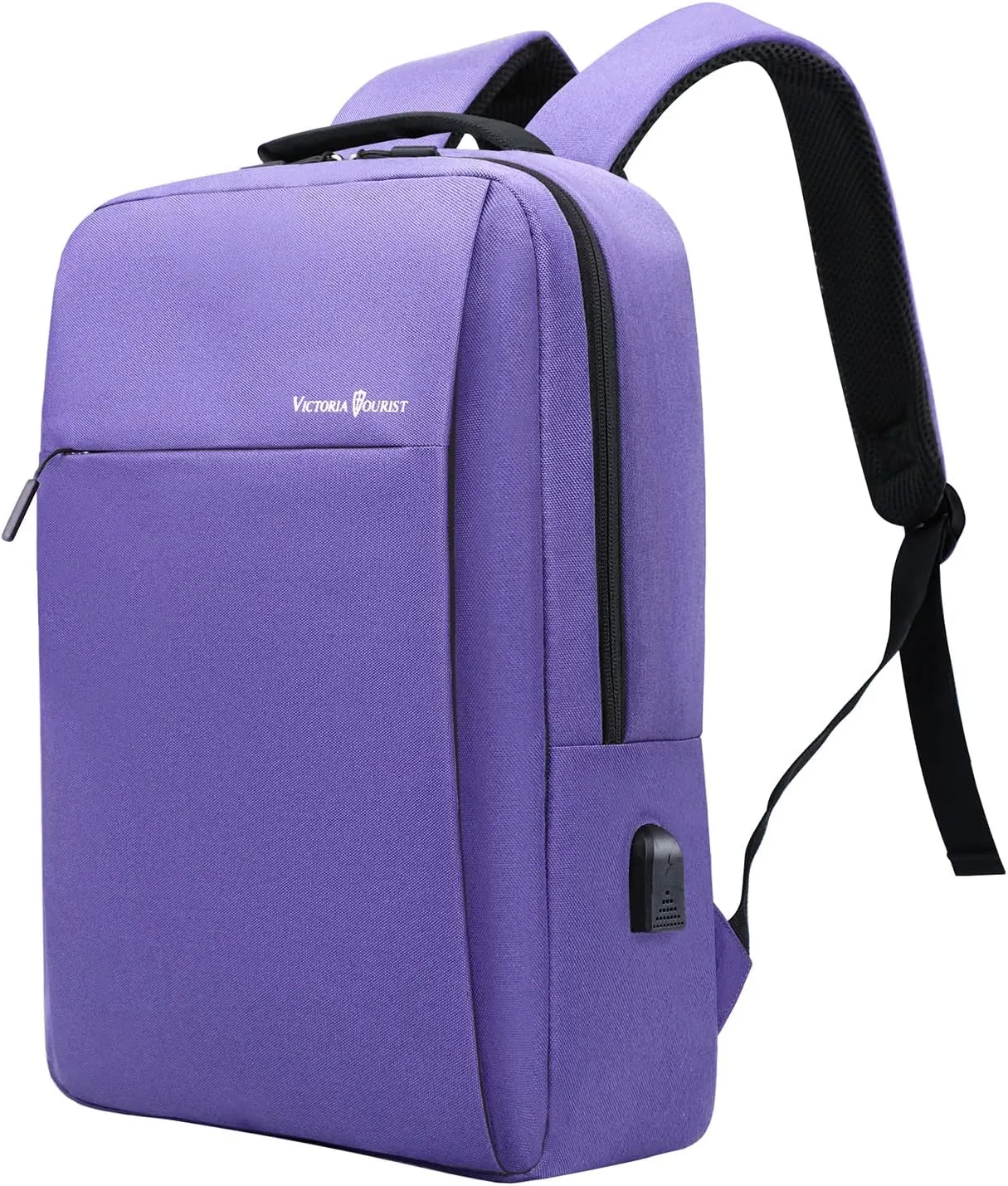 Victoriatourist Laptop Backpack for Women, Computer Backpack College Bookbag with USB Charging Port, Water Resistant Daypack Cute Book Bag for Ladies Fit 15.6 Inch Notebook(Purple)