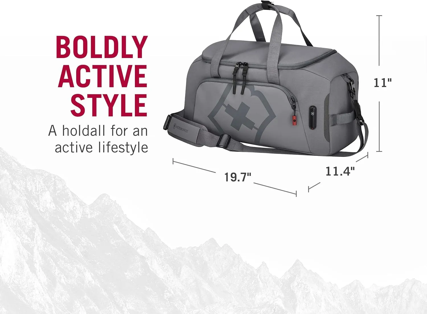 Victorinox Touring 2.0 Sports Duffel - Modern, Durable Duffel Bag for the Gym, Pool, or Track - Features Waterproof Pouch - 33 Liters, Light Gray