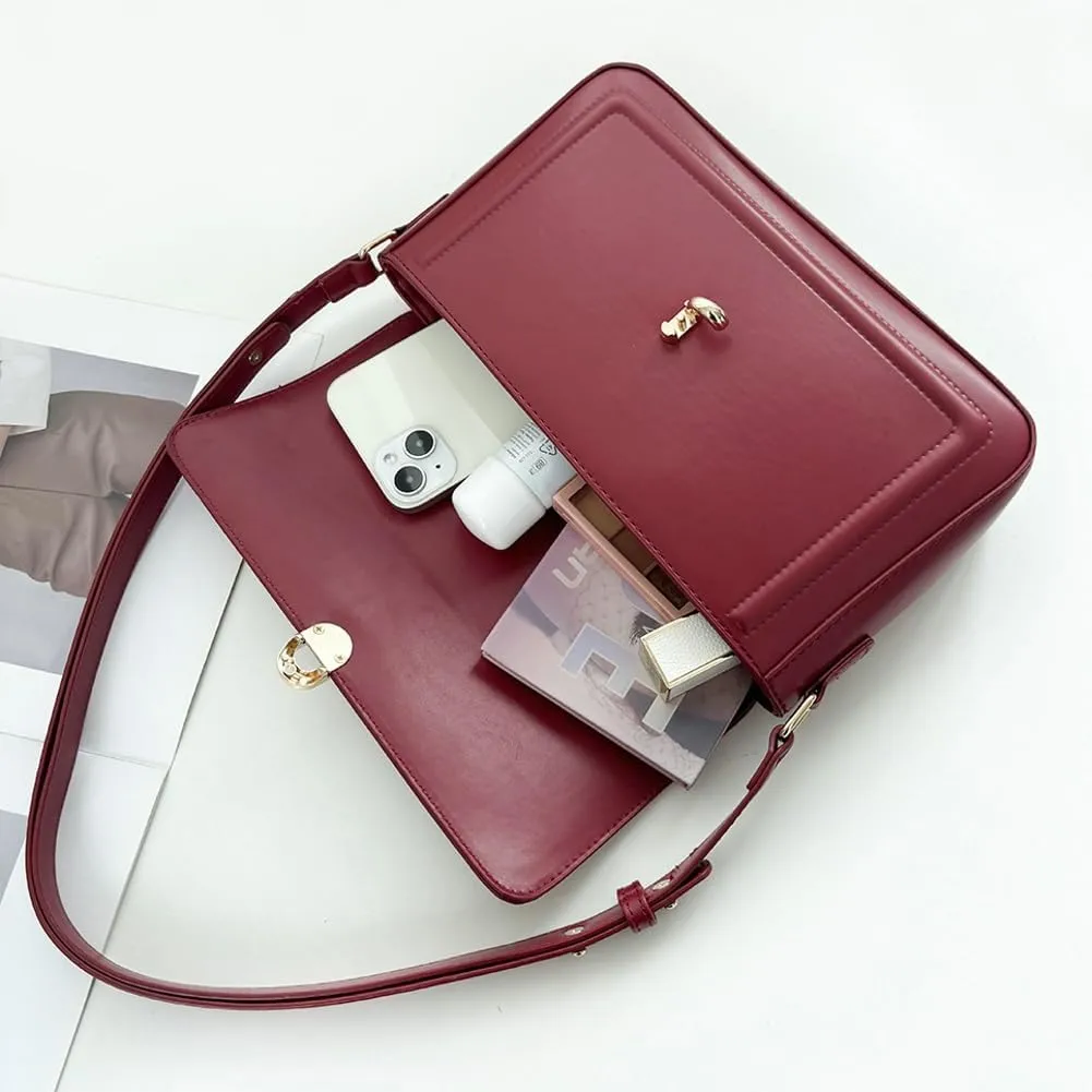 Vintage Shoulder Bag for Women Vegan Leather Y2K Trendy Purse Crossbody Handbags Purse